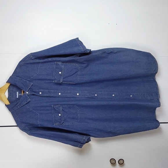 Kingsize Mens Blue Denim Western Pearl SNAPS Cowboy Pockets Neutral Sz.2XL - Picture 1 of 9